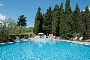 una gran piscina con árboles en el fondo en Podere San Martino, en Montevettolini