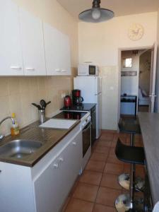uma cozinha com um lavatório e uma bancada em Appartement COSY em Nice