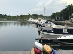 a group of boats docked at a dock in the water at Johor Malaysia Teega Suites@ Puteri Harbour Condo 4607 Persiaran Lasamana , Teega Suites in Nusajaya