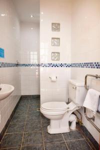 a bathroom with a toilet and a sink at OLD BAKEHOUSE in Holmrook