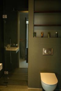 La salle de bains est pourvue de toilettes et d'un lavabo. dans l'établissement CREATIVE VALLEY NEST – Luxury Rooftop Apartments, à Utrecht