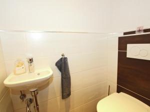 a bathroom with a sink and a toilet at Haus Helene Prantl in Längenfeld +17 photos
