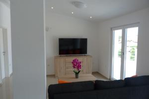 un soggiorno con un divano e una TV di Apartments Monja & Dadi, Malinska, Vantačići a Vantačići