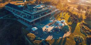 an aerial view of a large building with a patio at Sky Villa Boutique Hotel by Raw Africa Collection in Plettenberg Bay