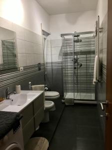La salle de bains est pourvue d'un lavabo, de toilettes et d'une douche. dans l'établissement Casa Milù, à Rome