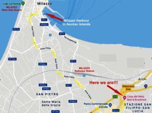 a map of where we are in santa marta at CasadelMela B&B in Milazzo