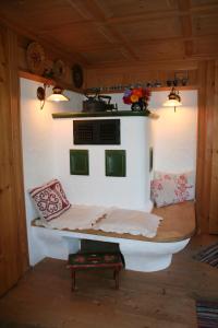 a room with a bunk bed in a cabin at Ferienhaus Schnetzer in Sankt Gallenkirch