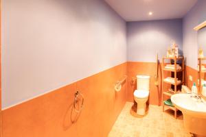 a bathroom with a toilet and a sink at La Casa Azul in Alcanadre +27 photos
