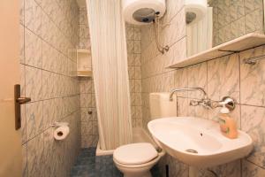 a small bathroom with a toilet and a sink at Apartments Garden in Orebić