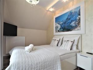 1 dormitorio con 2 camas y TV en VIP Apartamenty Cristal en Zakopane