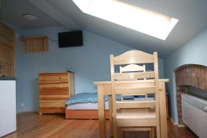 a bedroom with a bed and a skylight at Apartament Rodzinny in Nowy Targ