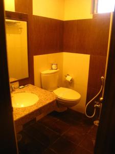 bagno con servizi igienici e lavandino di Hotel Taj Darbar a Bodh Gaya