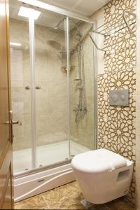 y baño con ducha y aseo. en A'la Sofia Hotel İstanbul, en Estambul