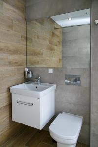 ノヴォシビルスクにあるApartments Domant Romanova 60/1のバスルーム(白い洗面台、トイレ付)