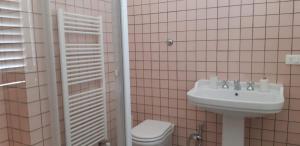 bagno con lavandino e servizi igienici di Ostello Tasso a Firenze