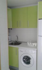 ロケタス・デ・マルにあるBersan2の洗濯機付きのキッチン(緑のキャビネット付)
