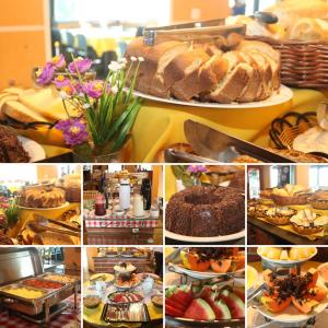 a collage of pictures of cakes and other desserts at Marina e Pousada Porto do Sol in Nazaré Paulista