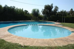 a large blue pool in a yard with trees at Adosado Peñisol Inmomart in Peniscola