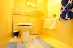 een gele badkamer met een toilet en een wastafel bij Takayama - Apartment / Vacation STAY 34381 in Takayama