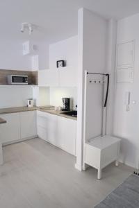 A kitchen or kitchenette at Biały apartament