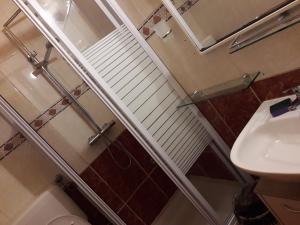 een badkamer met een toilet en een wastafel bij Apartman "Rosa" in Vodice