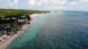une vue aérienne d'une plage et de l'océan dans l'établissement San Andres Ultd Inn RNT # 30017, à San Andrés