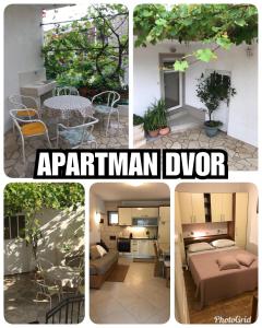 a collage of four pictures of a apartment at Apartman Dvor in Makarska