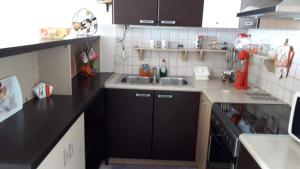 a kitchen with a sink and a counter top at Gakis in Loutsa