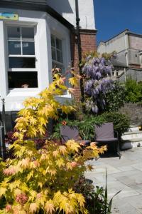 Un mazzo di fiori davanti a una casa di Harbour Heights Guest House a Torquay