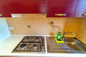 encimera de cocina con fogones y fregadero en Villa Mapa - Appartamenti vicino al mare, en Vieste