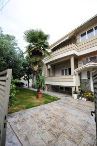 a house with a palm tree in front of it at Stella Apartments in Gevgelija