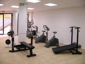 - une salle de sport avec plusieurs tapis de course et vélos d'exercice dans l'établissement Vanina Park, à Corte