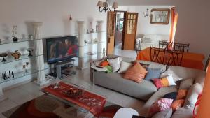 波瓦桑的住宿－Terraço do Sol - The Sun Terrace，带沙发和电视的客厅