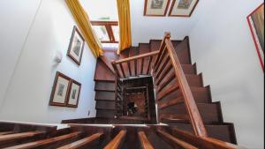 a wooden staircase in a building with a dog in it at Domus Orestea Luxury Suites in Palermo