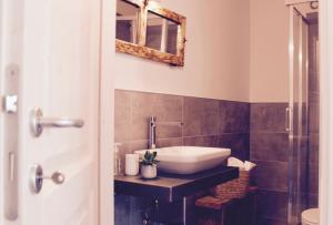 a bathroom with a sink and a mirror at Frontemaja in Fara Filiorum Petri