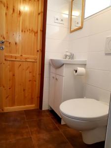 ein Bad mit einem WC und einem Waschbecken in der Unterkunft Chata Podolsko in Podolsko