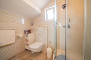 a bathroom with a toilet and a shower at Apartman Eva in Vrsi +28 photos