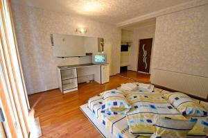 a bedroom with a large bed in a room at Pension President in Băile Herculane