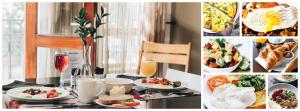 un collage de photos de nourriture et de boissons sur une table dans l'établissement Bayflowers Guest House, au Cap