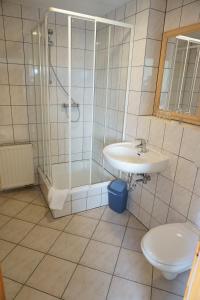 Koupelna v ubytování Hotel am Bahnhof