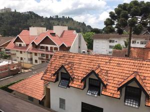 カンポス・ド・ジョルドンにあるApartamento no Centro de Campos do Jordaoの赤い屋根の建物の上面