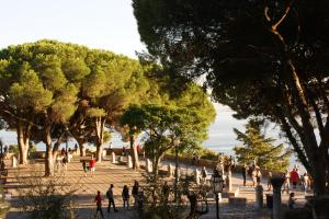 a group of people walking around a park with trees at Alfama Home in Lisbon