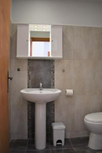 a bathroom with a sink and a toilet at Villa Hermione in Agia Paraskevi