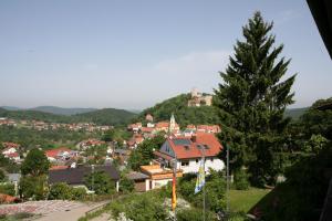 a town on a hill with a tree at Marias Pension in Falkenstein