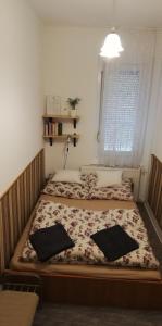 - une chambre avec 2 lits et une fenêtre dans l'établissement ÁRPÁD Apartman, à Szekszárd