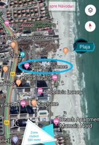 eine Karte einer Stadt mit Gebäuden und Straßen in der Unterkunft Saona Residence Mamaia Nord in Mamaia Nord – Năvodari