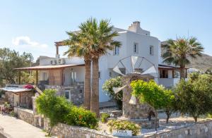 a house with palm trees in front of it at Thea Suites Naxos in Agios Prokopios