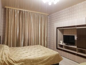 sypialnia z łóżkiem i telewizorem z płaskim ekranem w obiekcie Улучшенные апартаменты на Ауре w mieście Surgut