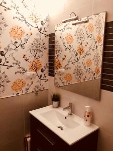 un baño con lavabo y espejo en CASA A GUARDA, en A Guarda 35 fotos más