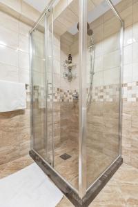 a shower with a glass door in a bathroom at Apartment Kalle in Kotor +24 photos